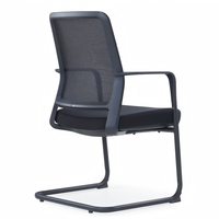 Chaise de conférence ergonomique moderne et confortable en maille, chaise d'accueil avec accoudoirs fixes, structure en métal cintrée