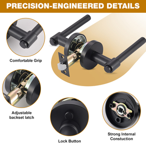 Современный дизайн интерьер дверной Рычаг Ручка проход замок с щеткой никель/Атлас никель - Product Image 2