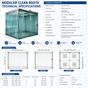 Cabine de salle blanche modulaire à flux laminaire HEPA ISO <span class=keywords><strong>5</strong></span> pour le secteur pharmaceutique et l'électronique, destinée aux fournisseurs OEM - Product Image 5