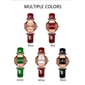 POEDAGAR Women Watches Fashion Square Diamond Wine Red Leather Quartz Watch Luxury Rose Gold Waterproof Ladies Wristwatch Gift - Product Image 3
