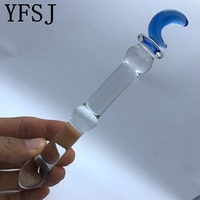 Liebe Mond Katze Sterne Rosa Glas Anal Plug und Dildo Set Anal Sexspielzeug mit Mond Katze Sterne Aufkleber
