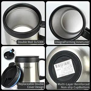 Top Seller 2024 PINKAHK 17OZ Double Wall Stainless Steel Vacuum Tumbler Insulated Coffee Mug With Handle