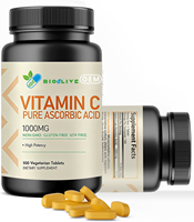 Comprimés d'acide ascorbique pur, vitamine C, complément pour les cheveux, la peau et les ongles, sans OGM, sans soja, sans gluten, soutien alimentaire quotidien, 60 comprimés