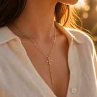 Collier pendentif croix gothique, collier ras du cou à franges multicouches pour femmes, style grunge audacieux