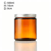 En stock : Pots à bougies en verre ambré de 500 ml avec couvercles métalliques argentés, noirs ou dorés, contenants cylindriques vides pour bougies