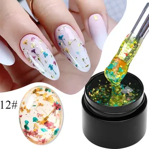 Esmalte de Uñas en Gel con Flores Secas Rosadas MEET ACROSS 5ml, Gel de Arte de Uñas con Flores Naturales, Barniz de Uñas UV LED Removible - Product Image 3