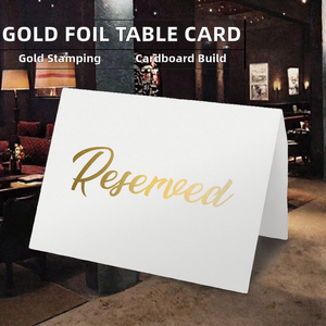 Segnaposto da Tavolo Bifacciale in Carta Bianca con Lamina Dorata per Tavoli Riservati, per Feste e Ristoranti, Stampa Offset su Cartoncino - Product Image 2