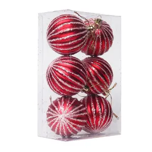 Pendentif boule de Noël peint à la main, boule de citrouille en plastique électrolytique de 6cm décorations d'arbre de Noël en stock