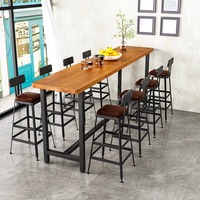 Nordique en bois massif Table haute chaise combinaison longue Table de Bar étroite pour la maison balcon mur extérieur lait thé boutique conception Simple