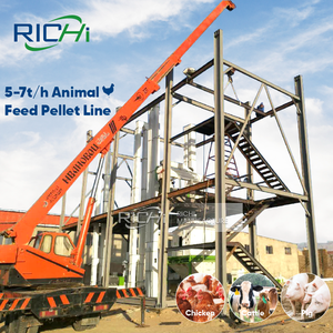 Richi 55Kw điện động vật Thức ăn viên dây chuyền <span class=keywords><strong>s</strong></span>ản xuất tùy chỉnh 5-7t/h gà gia <span class=keywords><strong>s</strong></span>úc lúa mì rơm động vật Thức ăn viên máy - Product Image 1