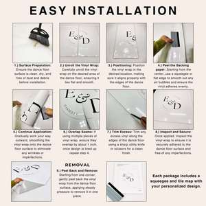 สติ๊กเกอร์ไวนิลตกแต่งพื้นงานแต่งงานแบบสั่งทำพิเศษ แผ่นปิดพื้นเต้นรำ ป้ายไวนิลติดกระจก พิมพ์สีเต็มรูปแบบ - Product Image 5