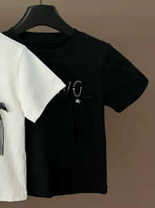 Camiseta Polo de Manga Corta para Niñas, Diseño de Moda, Verano, Poliéster/Algodón, Secado Rápido, Transpirable, con Cuentas Decorativas, Cuello Redondo, 3D - Product Image 3