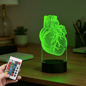 Lampe de nuit personnalisée avec image d'organes humains, cœur, poumons, lampe 3D pour chambre à coucher, 7 couleurs, décoration de la maison - Product Image 5