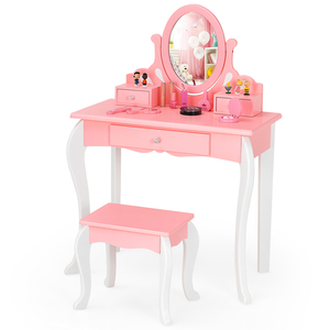 Makeup Desk Mirror Kids Cane Girl Suit Children <strong>Little</strong> Dressing <strong>Table</strong> for Girls Bedroom - Product Image 1