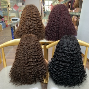 Color 4 With 18 Inch Burmese 13x4 Frontal Lace Human Hair Wig Curly Bob Super Double Drawn Fluffy Natural Volume - Product Image 5