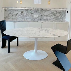 Luxury French Style Top Quality <strong>Tulip</strong> Oval White Marble Sintered Stone Dining <strong>Table</strong> - Product Image 6