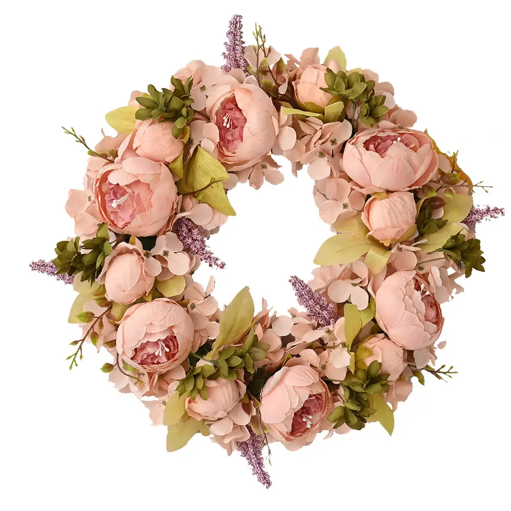 Karangan bunga Botan tiruan 45cm cincin gantung dekorasi pintu pernikahan bunga Lintel properti fotografi ruang tamu karangan bunga