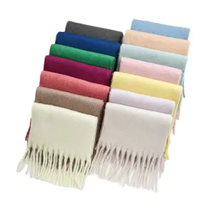 OEM Custom Casual Thick Colorful cashmere Scarf Bufanda Winter 250*36 cm Long Woolen Tassels Women scarf