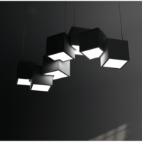 Lustre LED moderne et créatif en fer, design carré, pour salon, cuisine, bars, suspension rectangulaire longue, intensité réglable, haute luminosité