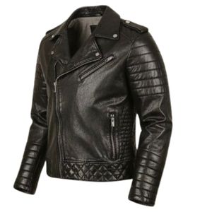 Chaqueta de Cuero Negra para Motociclista, Chaqueta de Motocicleta de Cuero Genuino, Estilo Ajustado con Cremallera para Venta al por Mayor - Product Image 1
