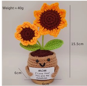 Regalo hecho a mano positivo girasol tulipán corazón muñeca ganchillo con tarjeta olla <span class=keywords><strong>Baser</strong></span> apoyo emocional para amigos familia maestros - Product Image 4