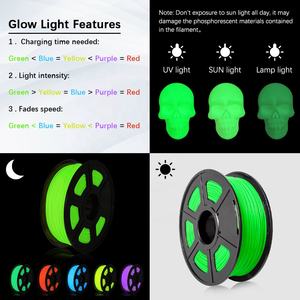 Filamento PLA Luminoso SUNLU de 1.75mm y 1kg, Filamento de Plástico PLA para Impresora 3D, Brilla en la Oscuridad, Materiales de Impresión 3D - Product Image 4