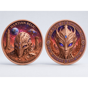 Pièce de monnaie en cuivre pur 999 de <span class=keywords><strong>1</strong></span> oz, série Alien, en relief 3D, <span class=keywords><strong>Monde</strong></span> au-delà de l'Univers, couleur UV, édition collector colorée - Product Image 4