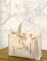 Sac fourre-tout en toile de style designer haut de gamme, logo personnalisé, sac fourre-tout de marque boutique avec poignées imprimées