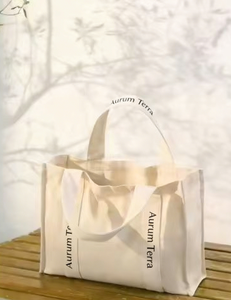 Sac fourre-tout en toile personnalisé de style féminin doux, vente en gros, écologique, réutilisable, sérigraphie, logo sur la poignée, taille personnalisée - Product Image 3