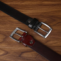 Sabuk Kulit Embossing Vintage untuk Pria dengan Gesper Baja Tahan Karat Asli Kulit Berkualitas Tinggi Sabuk Jeans Kasual Serbaguna untuk Pria.