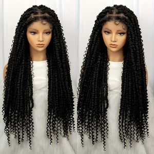 Peluca de Cabello Trenzado a Mano con Encaje Completo, Estilo <span class=keywords><strong>Passion</strong></span>, de 18-36 Pulgadas, Rizado con Ondas de Resorte, para Mujeres Afroamericanas, Peluca Trenzada en Stock - Product Image 1