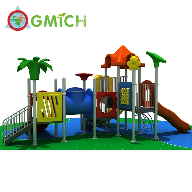 Peralatan tempat bermain luar ruangan Modern JMQ-001021A, plastik Modular Gym & mainan menyenangkan untuk anak-anak