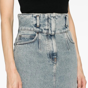 <span class=keywords><strong>Jupe</strong></span> midi en denim extensible taille haute personnalisée classique délavée avec fente avant style de rue mignon pour l'automne pour les filles chaudes - Product Image 4