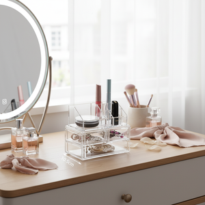 Scatola organizzatore trucco trasparente con cassetti e scomparti per la conservazione di cosmetici - Product Image 3