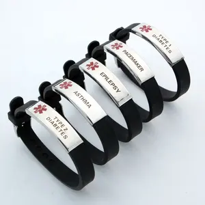 Fashion jewelry bracelets China Made Custom Logo Fashionable Wristband Silicone Bracelets Diabetes Bracelet