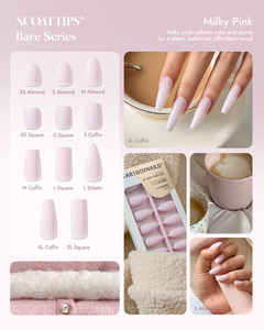 XCOATTIPS Faux Ongles Carrés Amande Nude Naturel 160 Pièces Vente en Gros Haute Qualité Gel Doux X Press-On Nails En Gros - Product Image 3