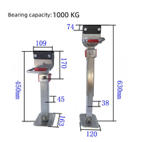 Pied de support de camping-car pliable et rétractable robuste, 1000 kg, pied de support de remorque, vérin de remorque manuel, version améliorée