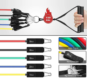Bandas de Resistencia para Ejercicio, 11 Piezas, de Látex TPE, para Gimnasio y Yoga, con Correas de Tensión y Cuerdas - Product Image 4