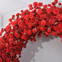 Romantische rode zijden rozen handgemaakte bruidsboog bloemenkrans voor huwelijksceremonie feest podiumdecoratie Moederdag