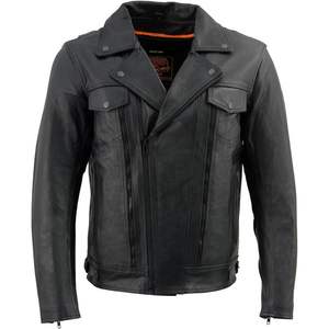 2025 LKM1760เสื้อแจ็กเก็ตหนังสีดำสำหรับผู้ชาย, เสื้อแจ็กเก็ตระบายอากาศและใส่สบายมีหลายกระเป๋า - Product Image 3