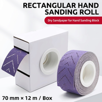 Rouleau de papier abrasif OEM 70mm*12M violet multi-trous à crochets et boucles pour polissage de peinture automobile, feuille abrasive en céramique d'alumine