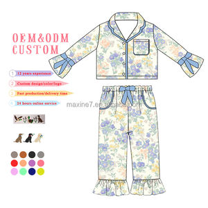 Vêtements personnalisés avec nœud imprimé pour filles Ensemble pyjama à manches longues Printemps Automne Vêtements de nuit pour enfants Tenues 2 pièces pour filles - Product Image 5