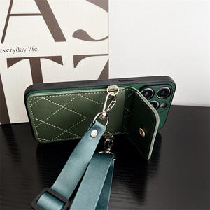 เคสโทรศัพท์มือถือแบบกระเป๋าสะพายข้างสุดหรู พร้อมช่องใส่บัตร วัสดุ PU ลายก้อนกรวด สายคล้องปรับได้ สำหรับ iPhone 16 15 Pro Max - Product Image 6