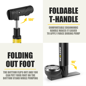 BEELORD – Mini <span class=keywords><strong>pompe</strong></span> à vélo Portable en alliage d'aluminium, gonfleur de pneus, <span class=keywords><strong>vtt</strong></span>, vélo électrique, <span class=keywords><strong>pompe</strong></span> à Air manuelle avec manomètre - Product Image 4