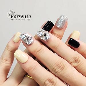 Luxe 3d Bling Strass Presse sur Ongles Haute Qualité À La Main Court Carré <span class=keywords><strong>Faux</strong></span> Ongles pour Femmes Noir <span class=keywords><strong>Beige</strong></span> Conceptions <span class=keywords><strong>Faux</strong></span> Ongles - Product Image 2