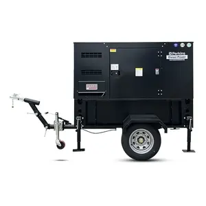 With wheels 10kva 10kw 12kw 15kva 16kw 20kva 20kw 30kva 45kva 50kva trailer silent type diesel generator with Perkins engine