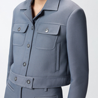Veste décontractée femme automne-hiver, service OEM, manteau en jean boutonné pour femme, doublure en laine, motif uni, technique délavée, col montant