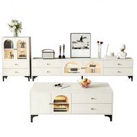 Vente directe d'usine, ensemble de meubles de salon en bois moderne, meuble TV et table basse de luxe avec rangement et hauteur réglable