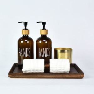 Distributore di sapone In vetro Boston da 500ml pompa pressa transfrontaliera per doccia disinfettante per le mani-carta igienica marrone bagno - Product Image 3