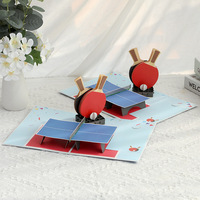 Carte de vœux pliante rectangulaire créative en papier, artisanat promotionnel, cadeau 3D pop-up, balle de ping-pong émulée, anniversaire